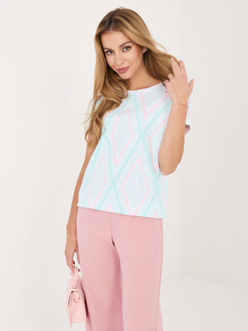 Miętowa casualowa bluzka z bawełny