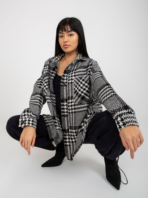 Hurt Czarno-biała ciepła koszula wierzchnia w pepitkę