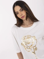 Ecru damska bluzka z krótkim rękawem 