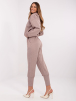 Hurt Ciemnobeżowe melanżowe dresowe spodnie z wiskozą