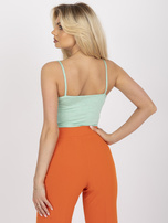 Jasnozielony melanżowy top basic z tkaniny bambusowej 