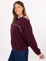 Burgundowa damska bluza oversize z haftem 