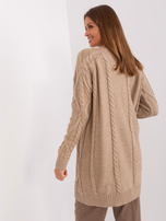 Hurt Ciemnobeżowa sukienka dzianinowa w warkocze