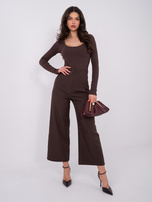 Czekoladowe body basic z bawełny RUE PARIS 