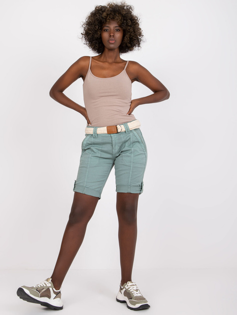 Miętowe szorty casualowe z bawełny STITCH & SOUL