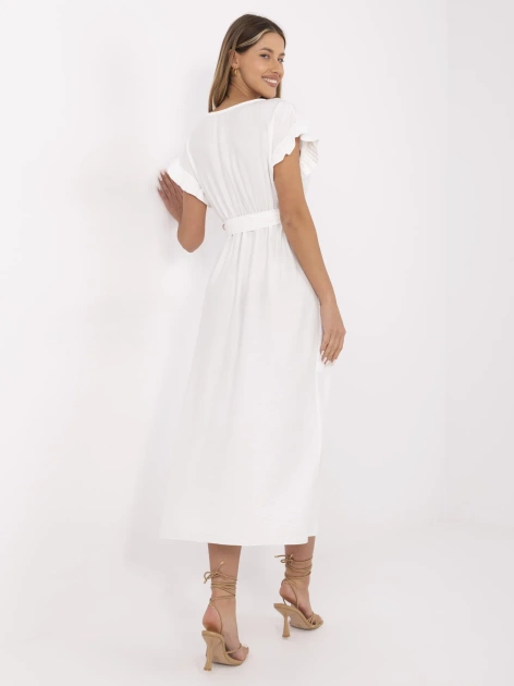 Biała midi sukienka z rozcięciem
