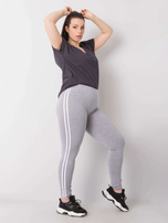 Šedé melírované legíny bavlněné plus size Millie.