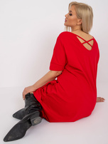 Czerwona sukienka plus size z krótkim rękawem Bellamy