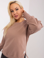 Hurt Ciemnobeżowa bluzka plus size z rozcięciami 