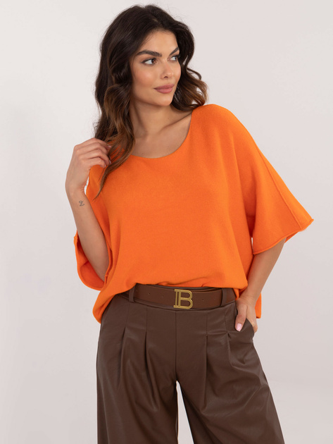 Hurt Pomarańczowy sweter oversize z rękawem 3/4