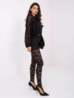 Schwarze Spitzenleggings mit Zehenöffnung.