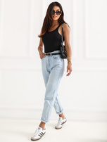 Černý dámský basic tank top s proužkem RUE PARIS.