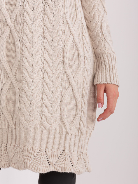 Hurtownia Jasnobeżowa sukienka oversize z dzianiny w warkocze RUE PARIS