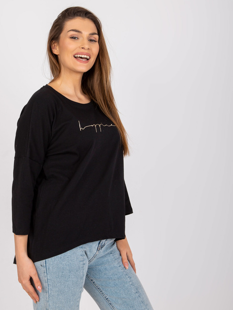 Czarna bluzka na co dzień z okrągłym dekoltem Samanta
