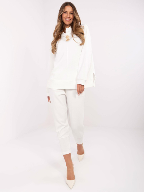 Hurt Ecru damska bluza z kapturem i złotymi broszkami