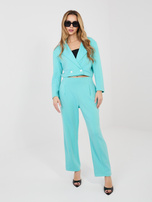 Turkusowy damski komplet ze spodniami bez zapięcia RUE PARIS 
