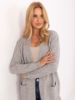 Szary damski kardigan z kieszeniami 