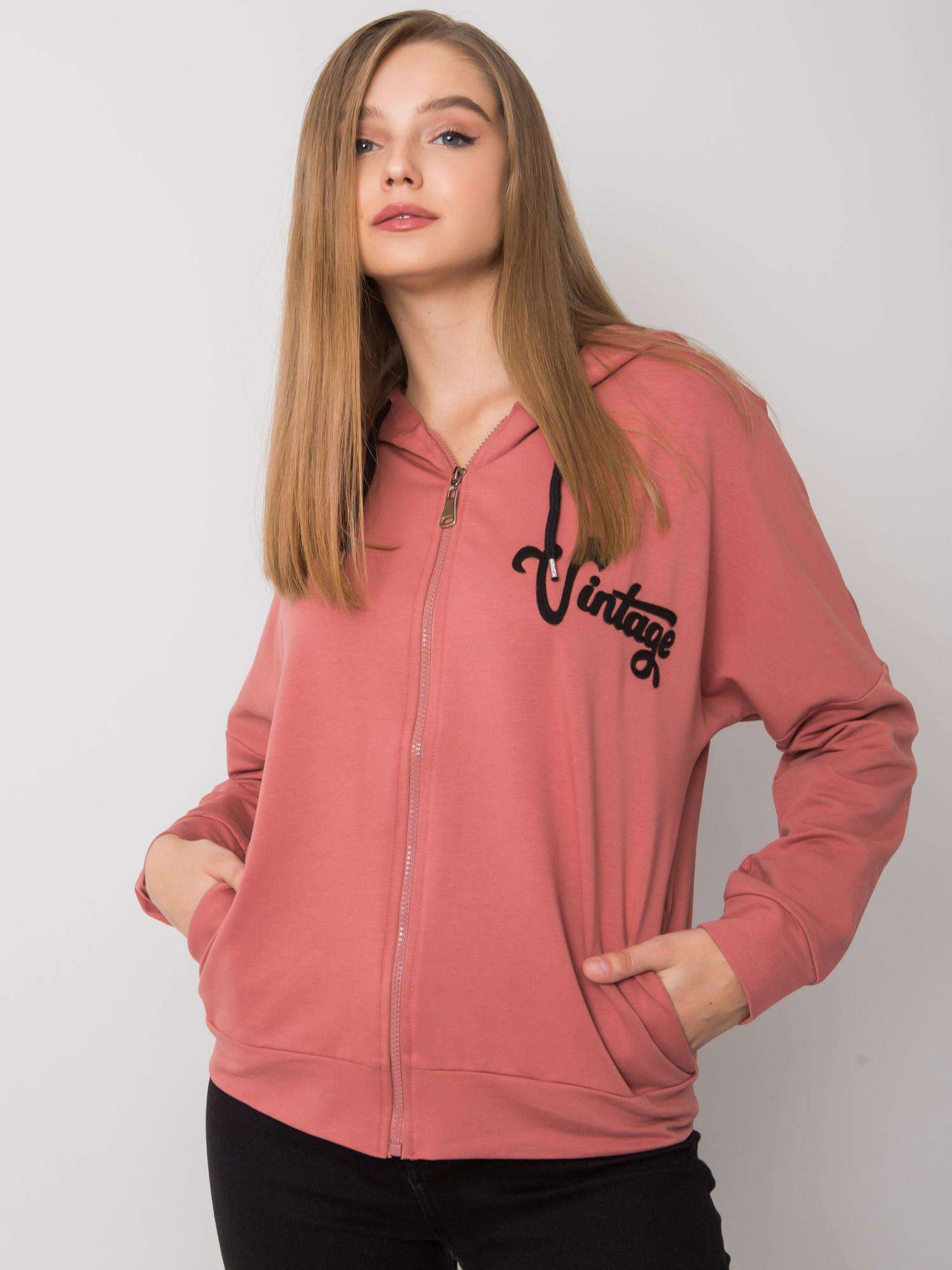 Brudnoróżowa rozpinana bluza z kapturem Diane