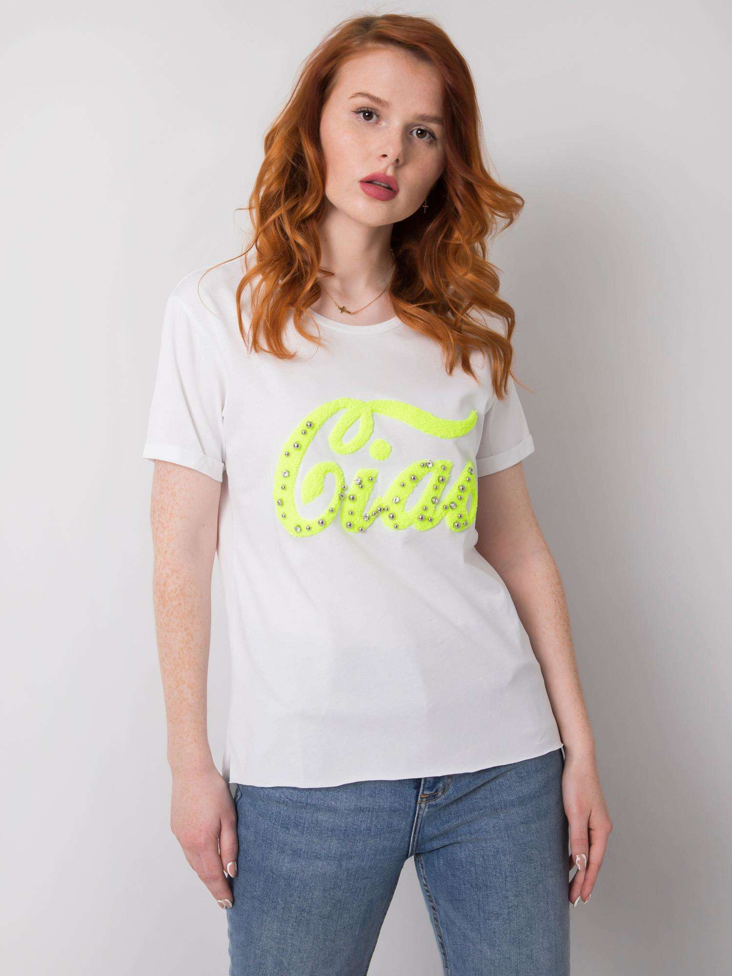 Biały t-shirt z aplikacją Erin