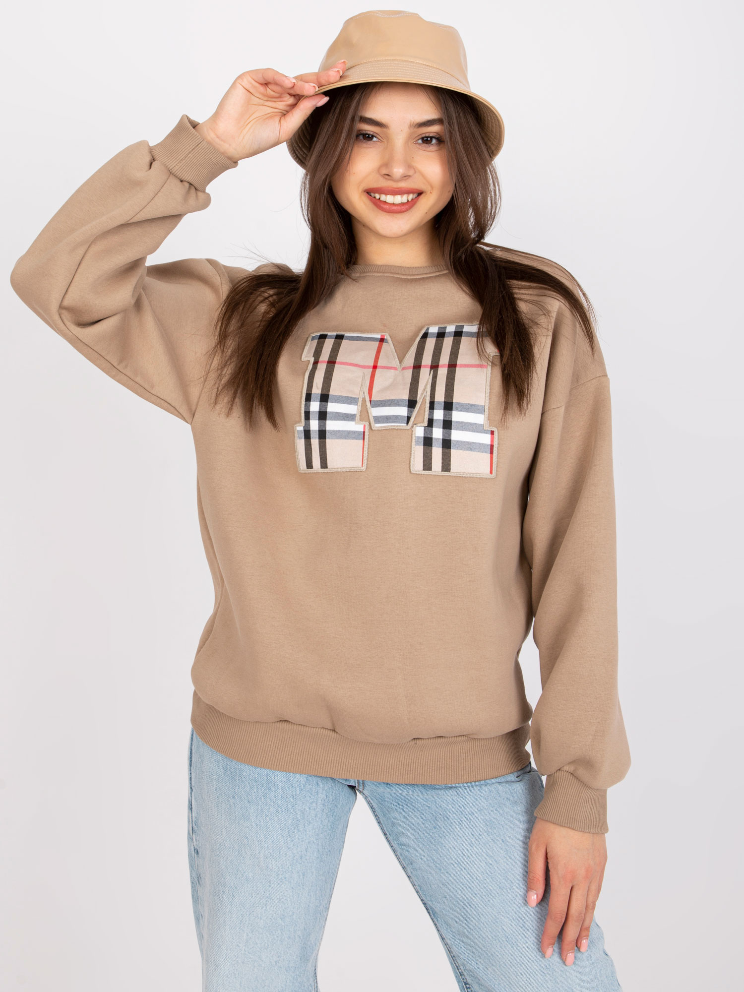 Ciemnobeżowa dresowa damska bluza oversize Elise 