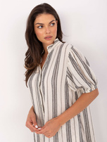 Ecru-czarna sukienka szmizjerka z haftem OCH BELLA 