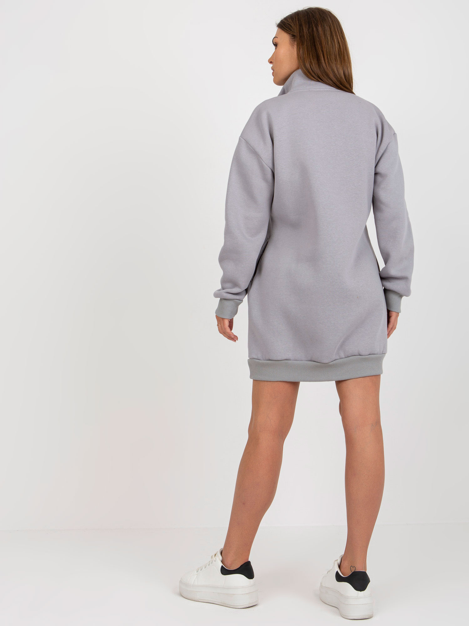 Hurt Szara mini dresowa sukienka basic z suwakiem