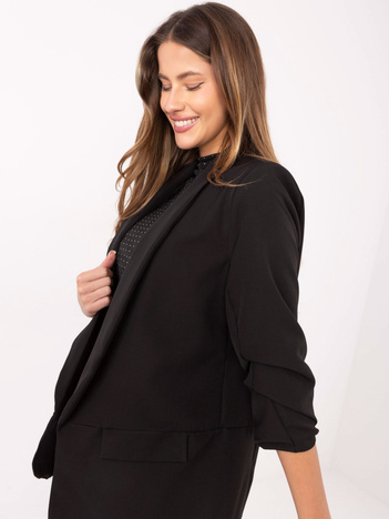 Czarna elegancka marynarka bez zapięcia RUE PARIS