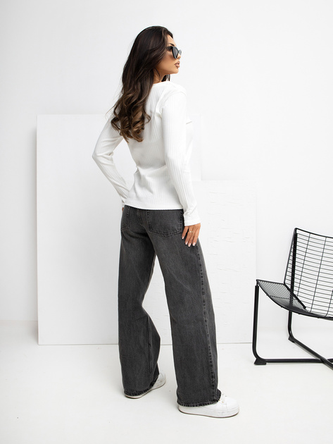 Ecru prążkowana bluzka z bawełny RUE PARIS