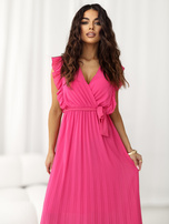 Ciemnoróżowa letnia sukienka z kopertowym dekoltem RUE PARIS