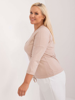 Hurtownia online Beżowa bluzka plus size z nadrukiem
