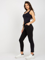 Hurtownia Czarne damskie spodnie dresowe z guzikami 