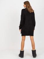 Hurtownia Czarny damski sweter oversize z półgolfem 