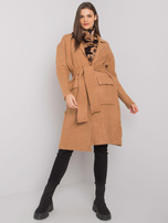 Camelowy kardigan z wiązaniem Cordie RUE PARIS