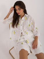 Hurtownia Biało-żółty damski komplet ażurowy na lato