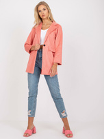 Brzoskwiniowa damska marynarka z ekozamszu z długim rękawem Irmina