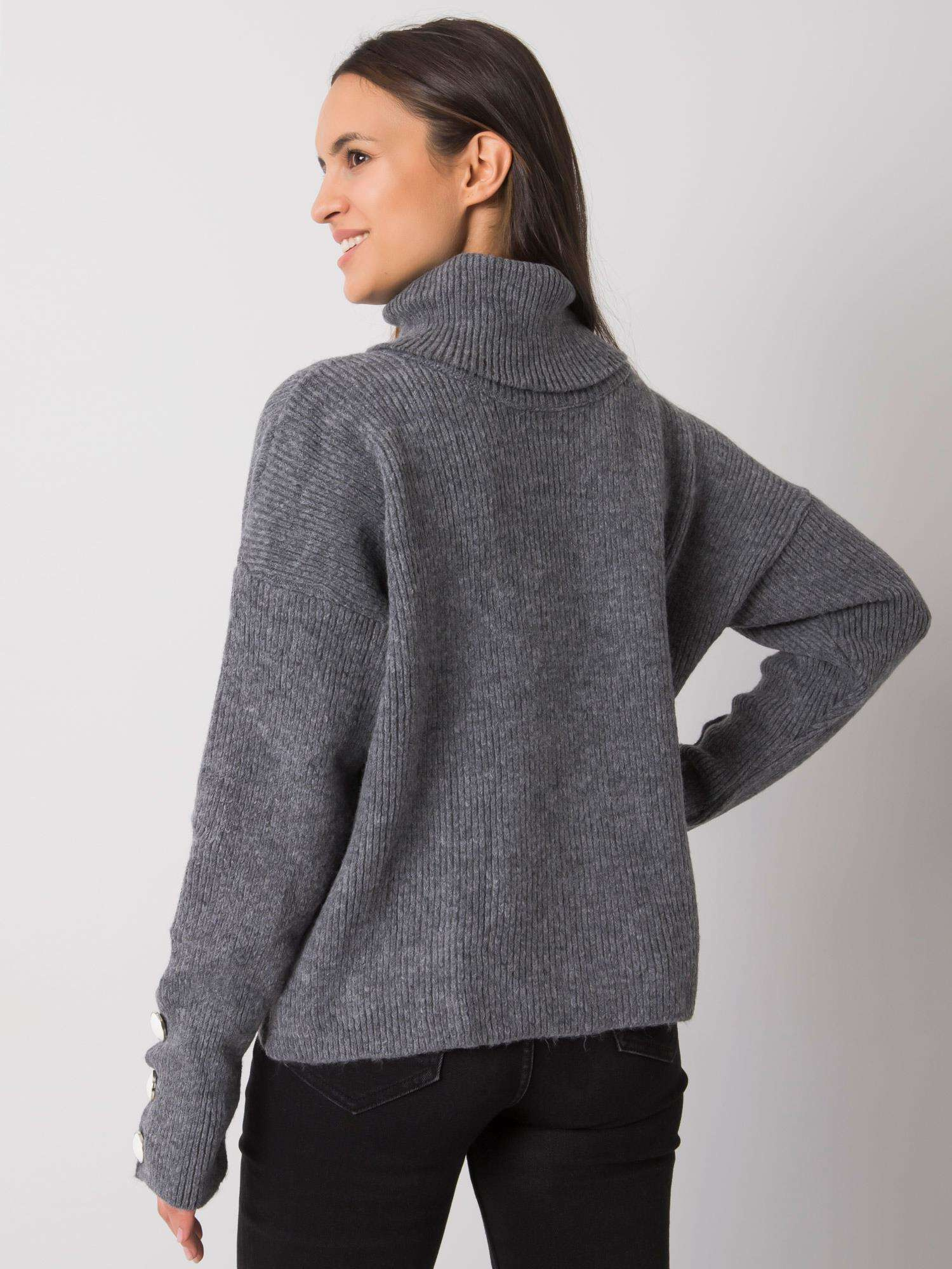 Ciemnoszary sweter golf damski Emrie RUE PARIS