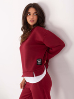 Bordowy damski komplet ze spodniami 