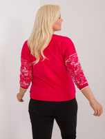 Hurtownia Czerwona casualowa bluzka plus size z nadrukiem