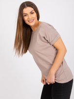 Ciemnobeżowa bluzka z dekoltem na plecach Salma RUE PARIS