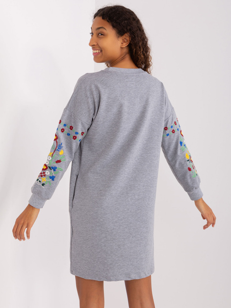 Hurt Szara sukienka dresowa z haftem RUE PARIS