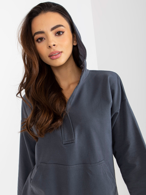 Hurtownia Grafitowa gładka piżama bawełniana z kapturem