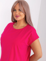 Hurtownia Fuksjowa bluzka plus size z rozcięciami 