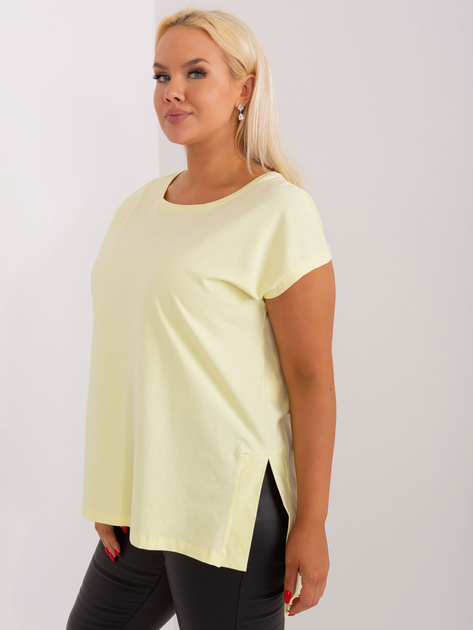 Hurt Jasnożółta damska bluzka basic plus size z bawełny