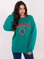 Hurtownia Turkusowa bluza bez kaptura z napisem Boston