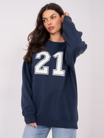 Granatowa damska bluza oversize z ociepleniem