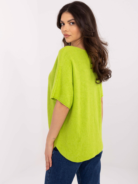 Hurt Limonkowy sweter oversize z dodatkiem wiskozy