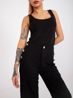 Czarne spodnie jeansowe z ozdobnymi guzikami Marianne RUE PARIS