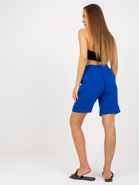 Hurt Kobaltowe długie szorty eleganckie z wysokim stanem