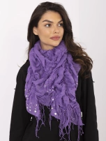 Fioletowa damska chusta z frędzlami