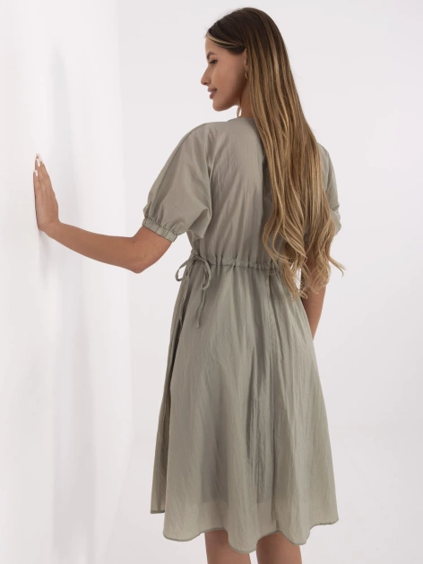 Khaki ortalionowa sukienka z podszewką RUE PARIS